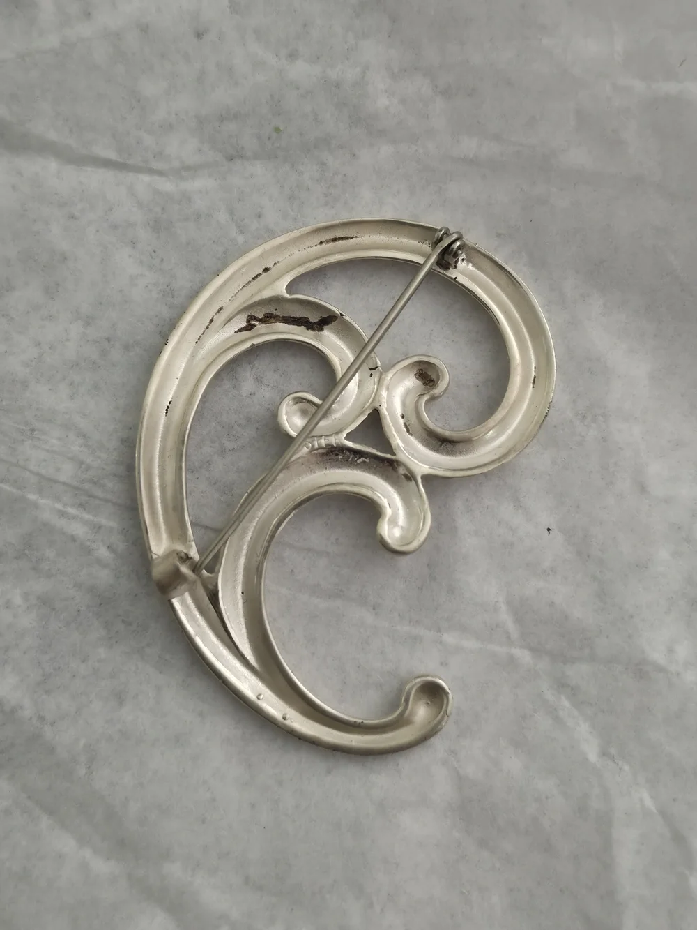Vintage Silver Scroll Statement Brooch